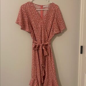 PatPat Terracotta Floral Midi Dress